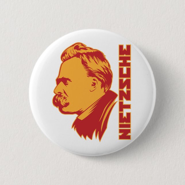 Frederich Nietzsche Porträtt Button Knapp (Framsida)