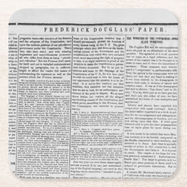 Frederick Douglas Newspaper Skriv ut Underlägg Papper Kvadrat (Framsidan)