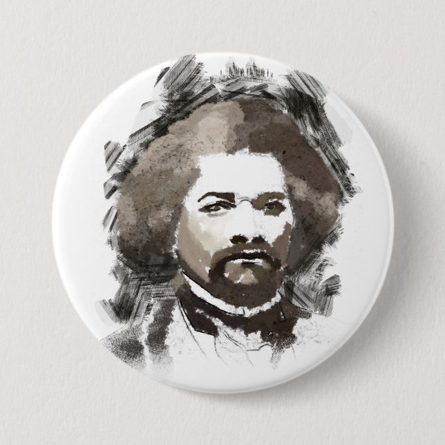 Frederick Douglass akvarellmålning porträtt Knapp (Framsida)