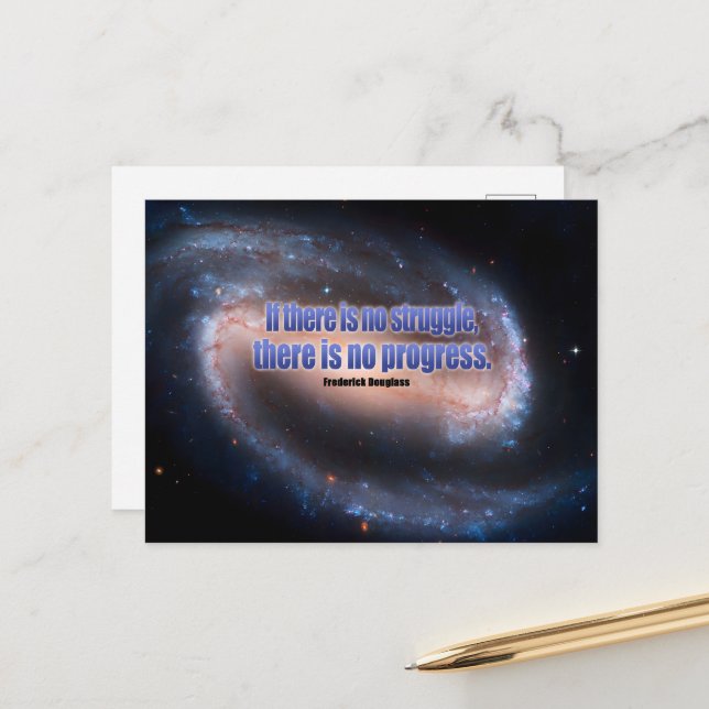 Frederick Douglass inspirational Quote "Progress" Vykort (Fram/Back In Situ)