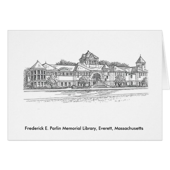 Frederick E. Parlin Minnesmärke bibliotek OBS Kort (Framsidan Horizontal)