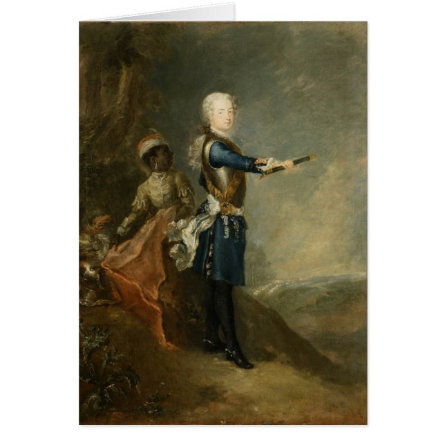 Frederick II som kronprinsen, c.1735 Hälsningskort (Framsidan)