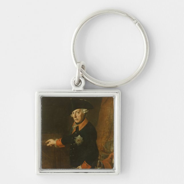 Frederick II underbaren av Prussia, c.1763 Fyrkantig Silverfärgad Nyckelring (Framsidan)