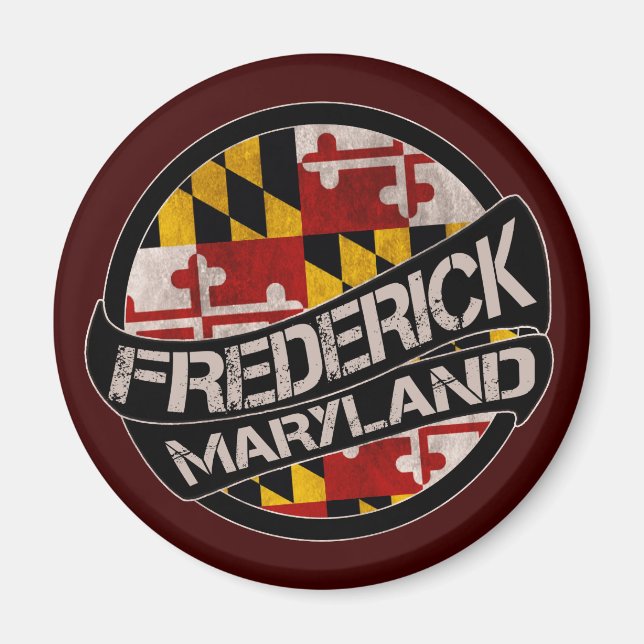 Frederick Maryland flagga grunge magnet (Framsidan)