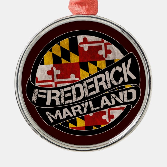 Frederick Maryland flagga grunge round ornament (Framsidan)
