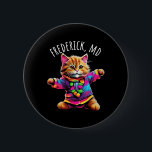 Frederick Md Usa Roligt Cute Colorful Dancing Cat  Knapp<br><div class="desc">Frederick Md Usa Roligt Cute Colorful Danch Cat Design</div>