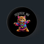 Frederick Md Usa Roligt Cute Colorful Dancing Cat  Knapp<br><div class="desc">Frederick Md Usa Roligt Cute Colorful Danch Cat Design</div>