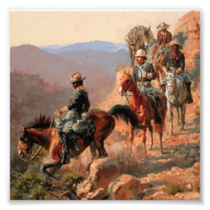 Frederick Remington "Med 10:e kavalleriet" Fototryck