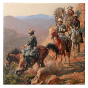 Frederick Remington ”Med 10:e kavalleriet“ Kakelplatta