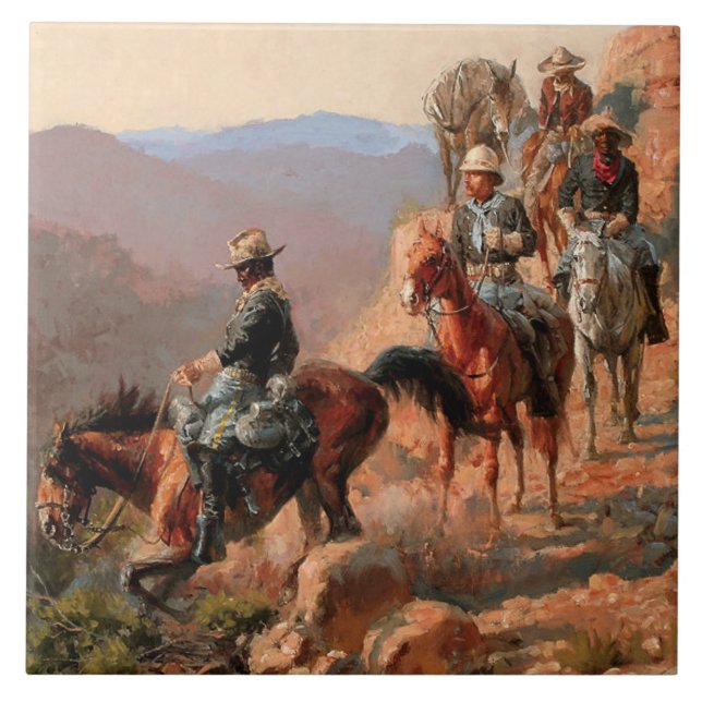 Frederick Remington ”Med 10:e kavalleriet“ Kakelplatta (Framsidan)