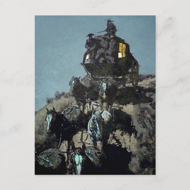 Frederick Remington "The Old Stagecoach" Vykort (Framsida)