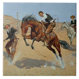 Frederick Remington västerländsk konst ”Släpp loss Kakelplatta