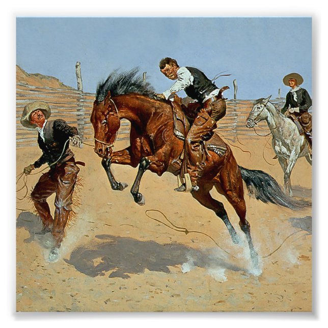 Frederick Remington Western Art "Turn Him Loose" Fototryck (Framsidan)