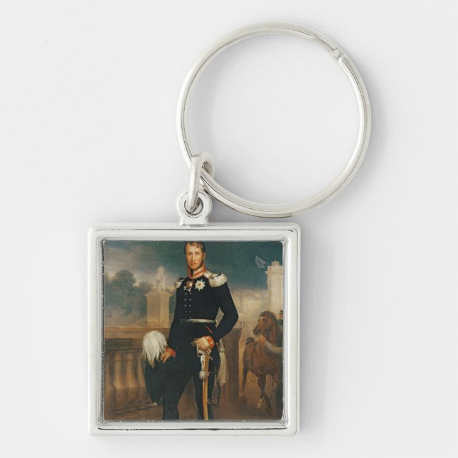 Frederick William III, kung av Prussia Fyrkantig Silverfärgad Nyckelring (Framsidan)
