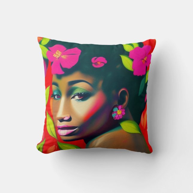 Fredericka Abstrakt African American Woman Kudde (Framsida)