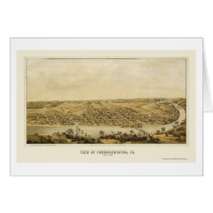 Fredericksburg panorama- karta för VA - 1862 Hälsningskort