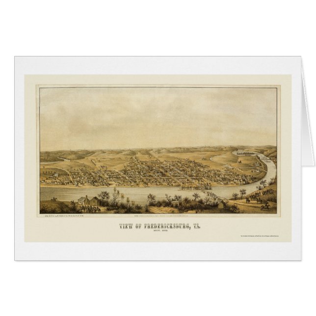 Fredericksburg panorama- karta för VA - 1862 Hälsningskort (Framsidan Horizontal)