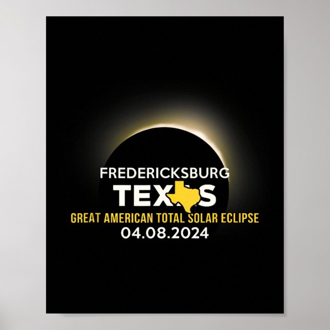 Fredericksburg Solförmörkelse 2024 Totalitet 8 apr Poster (Framsidan)