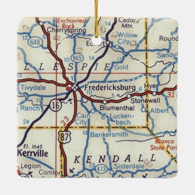 Fredericksburg TX 1955 Julgransprydnad Keramik (Baksida)