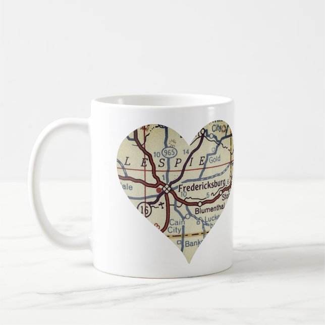 Fredericksburg TX 50's Karta Kaffemugg (Vänster)
