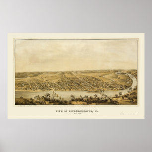 Fredericksburg, VA Panoramic Karta - 1862 Poster
