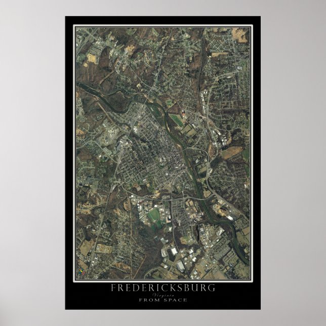 Fredericksburg Virginia från Space Satellite Karta Poster (Framsidan)