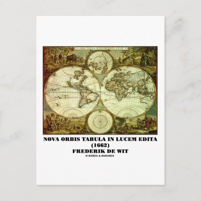 Frederik de Wit Nova Orbis Tabula i Lucem Edita Vykort (Framsida)