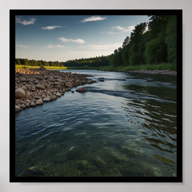 Fredfull landsbygd vid floden Affisch (Framsidan)