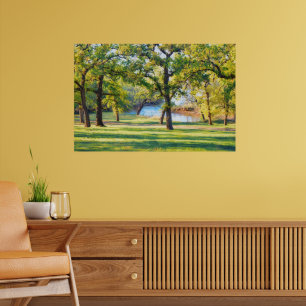 Fredfull landskapsbild Träd Sjö Konsttryck Poster