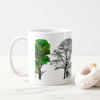 fredfullt träd siluett  kaffemugg
