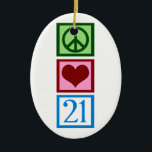 Fredkärlek 21 julgransprydnad keramik<br><div class="desc">En första gåva för födelsedag underbara tjugo. Roterande tjugo är en stor överenskommelse. En gullig 21st bday gåva.</div>