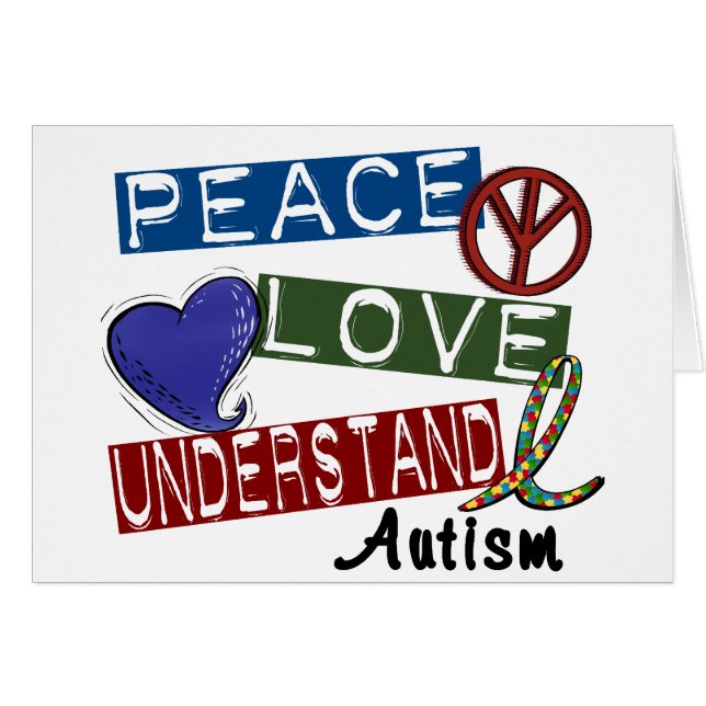 FREDKÄRLEK FÖRSTÅR AUTISM HÄLSNINGSKORT (Framsidan Horizontal)