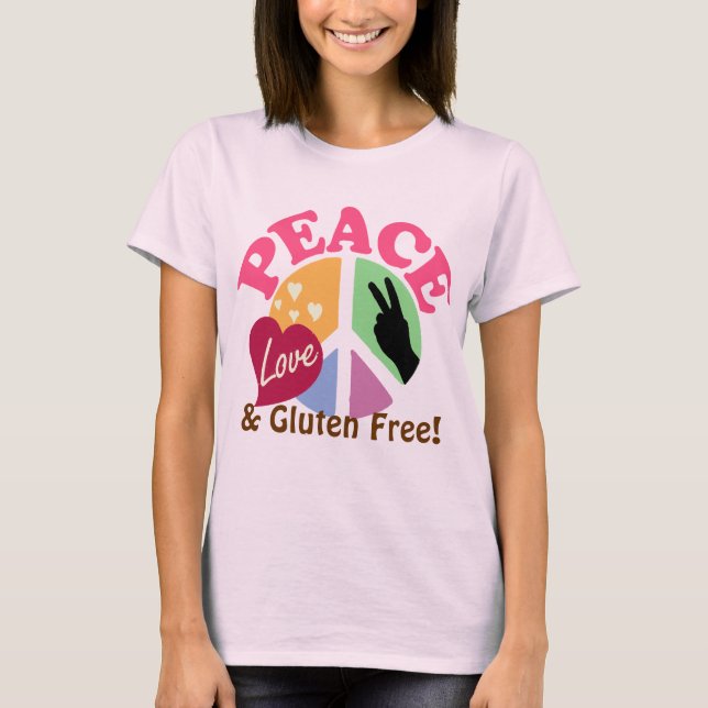 Fredkärlek och Gluten frigör Tee Shirt (Framsida)