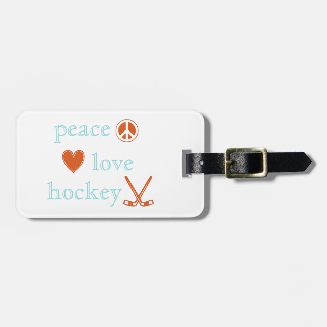 Fredkärlek och hockey bagagebricka (Horisontell Framsida)
