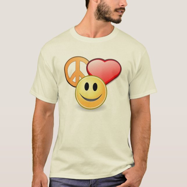 Fredkärlek- och lyckamanar t-skjorta tee (Framsida)