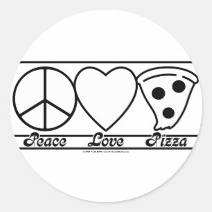 Fredkärlek och Pizza Runt Klistermärke