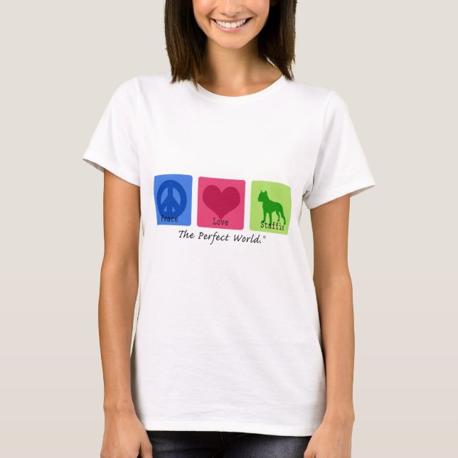 Fredkärlek Staffie Tee Shirt (Framsida)