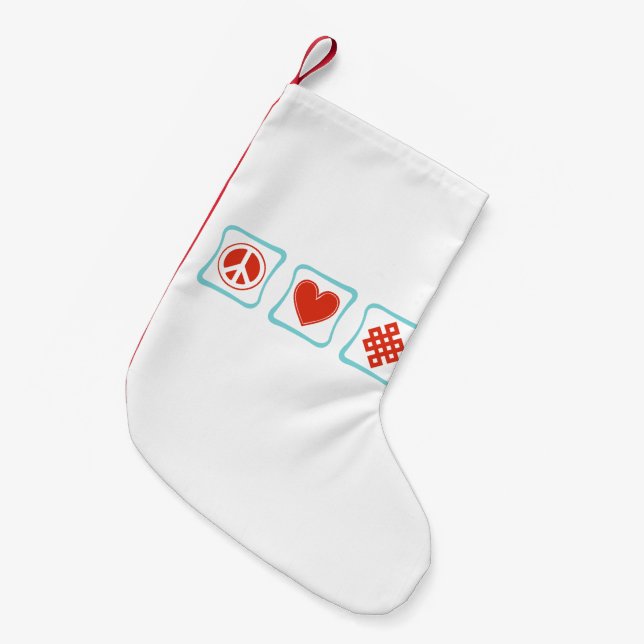 Fredkärlekbuddism kvadrerar liten julstrumpa (Framsidan (Hängande))