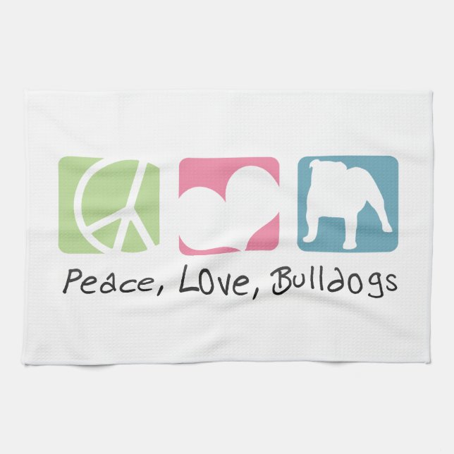 Fredkärlekbulldoggar Kökshandduk (Horisontell)