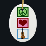 Fredkärlekfioler Julgransprydnad Keramik<br><div class="desc">En fredstecken,  hjärta och en nätt fiol. En gullig gåva för en violinist.</div>