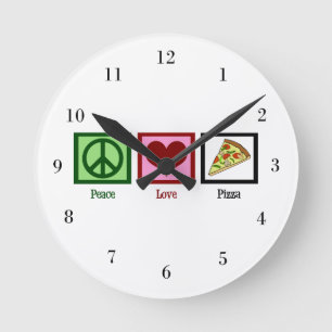 FredkärlekPizza Rund Klocka