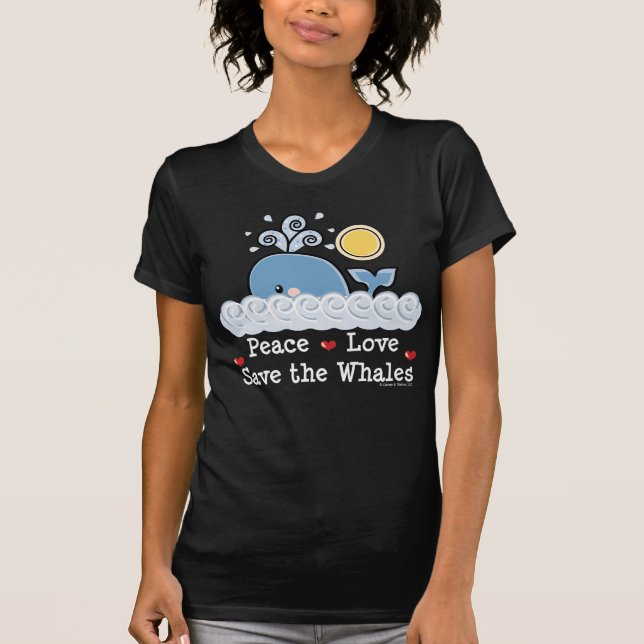 Fredkärleksparan valen rent V - hångla T-shirt (Framsida)