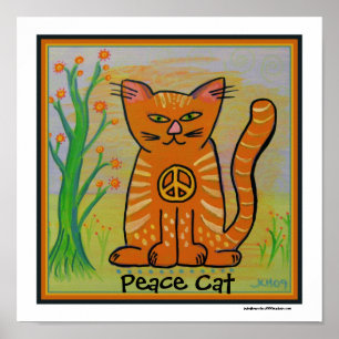 Fredkatt med blommor poster