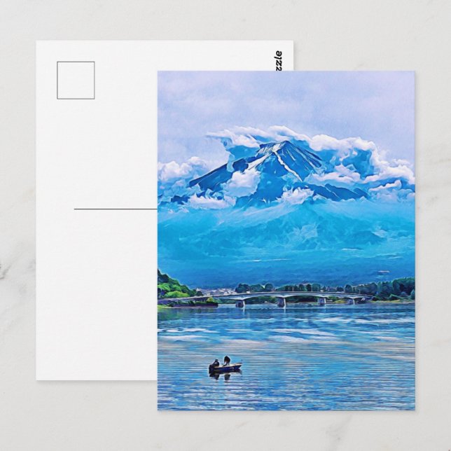 Fredlig akvarell japansk konstdesign  vykort (Fram/baksida)