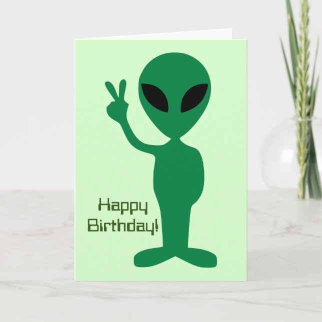 Fredlig Alien Birthday Kort (Framsida)