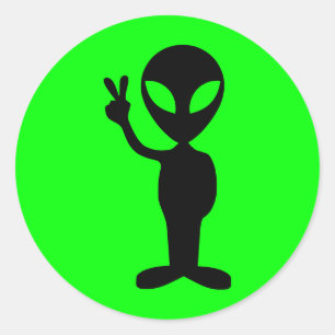 Fredlig Alien Runt Klistermärke