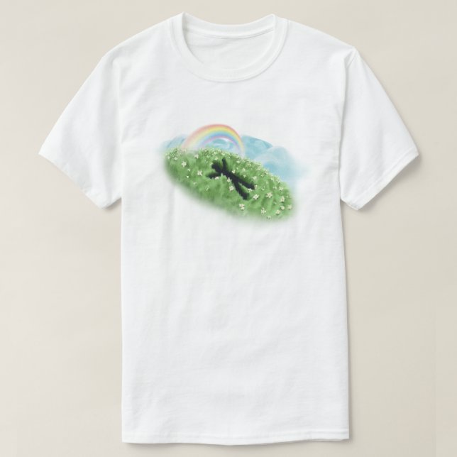 Fredlig äng Regnbågsdrömmar - Estetisk Surrealism T Shirt (Design framsida)