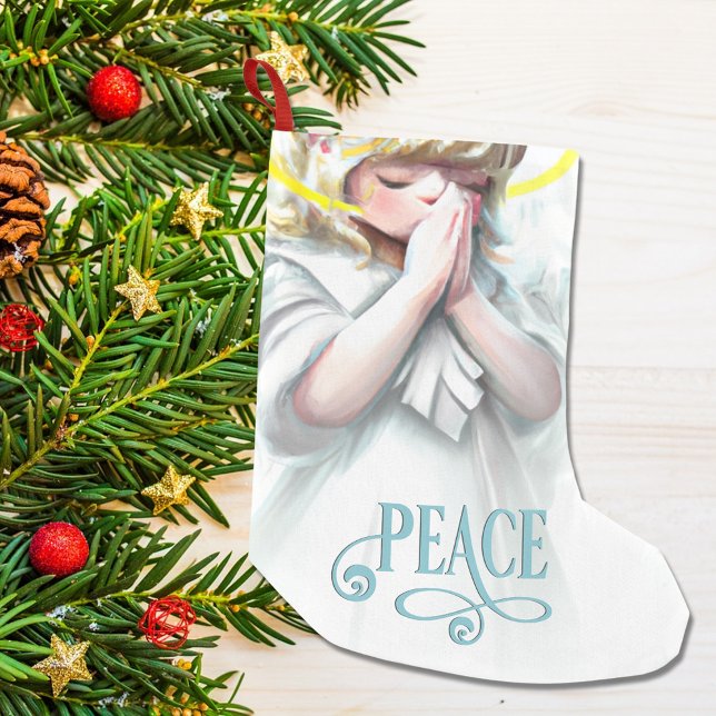 Fredlig ängel med Halo Helgdag Liten Julstrumpa (Skapare uppladdad)