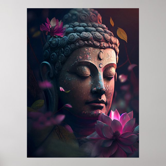 Fredlig Ansikte i Buddha | Art Poster (Framsidan)