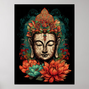 Fredlig Ansikte i Buddha   Digital Art-Poster Poster